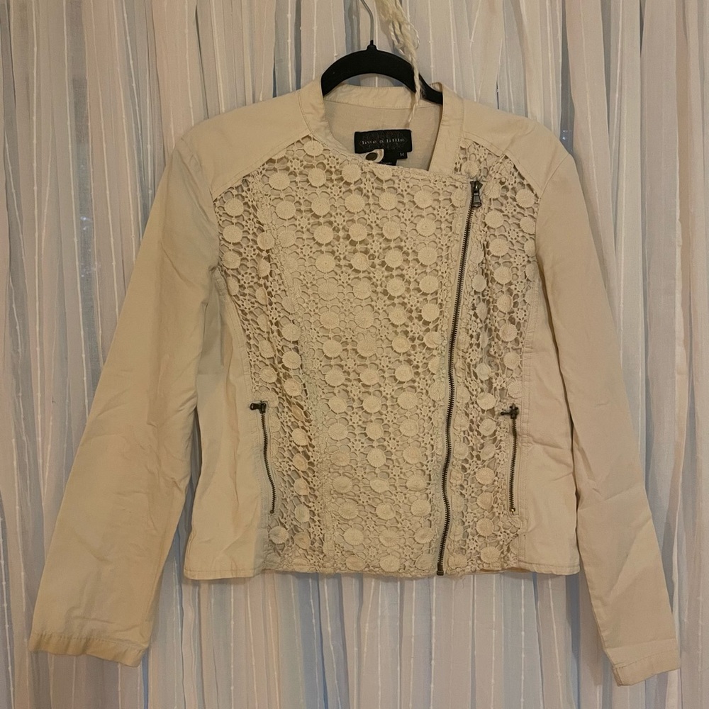 Asymmetrical lace blazer